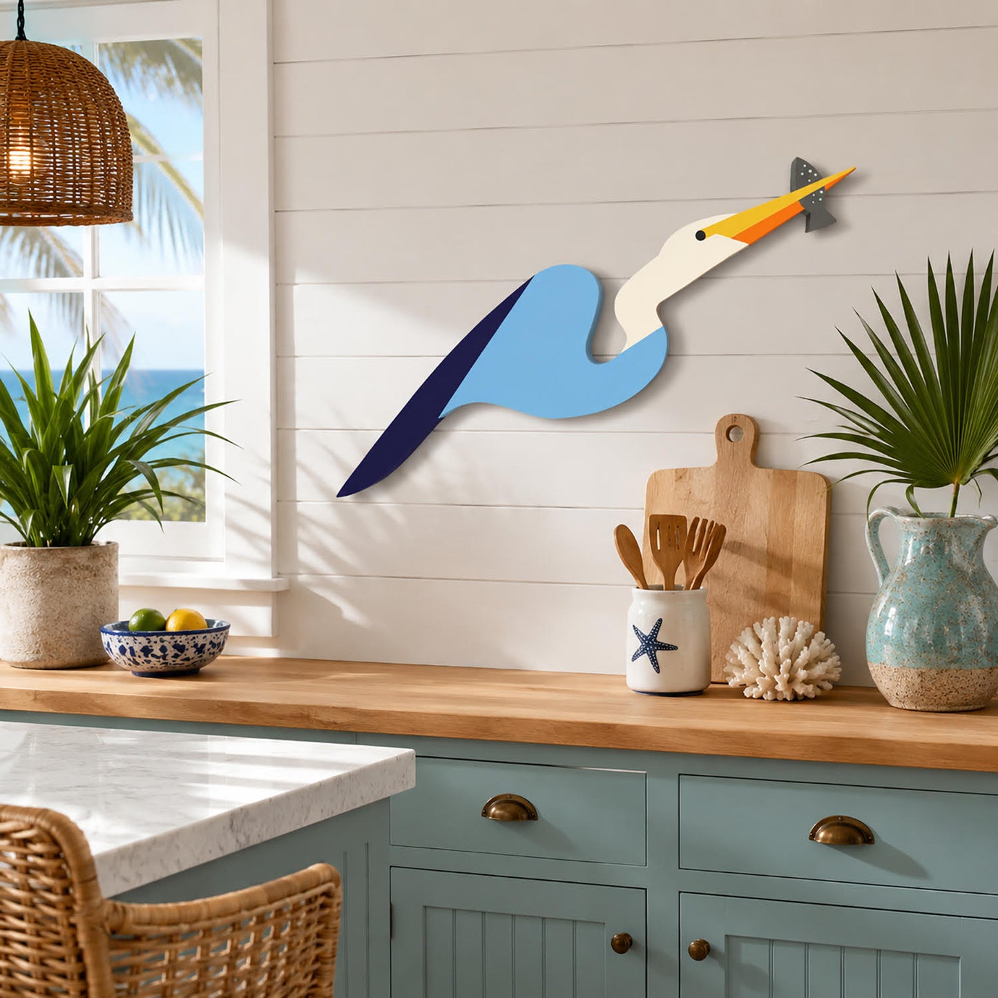 Curved Flying Egret with Fish