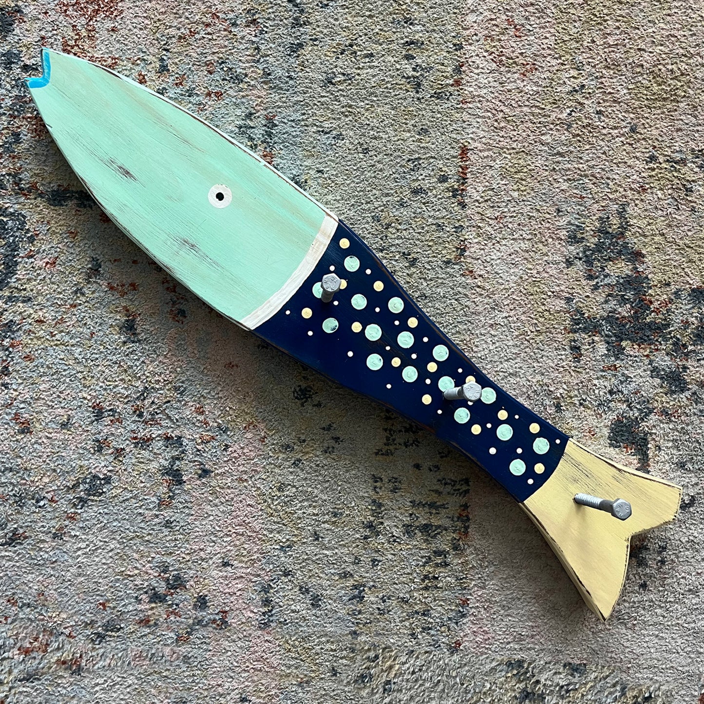 Large Blue Speckled Towel Holder