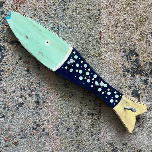 Large Blue Speckled Towel Holder