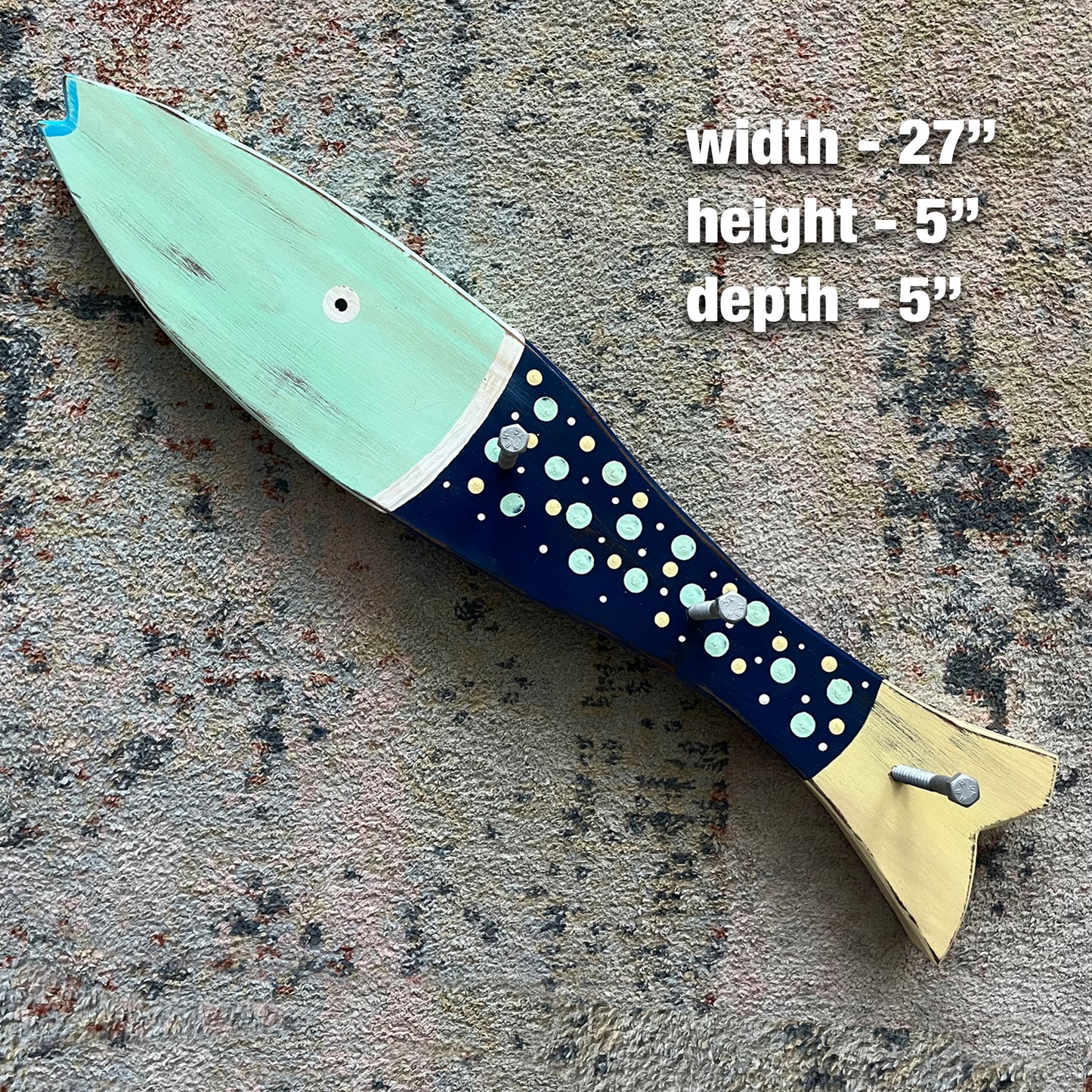 Large Blue Speckled Towel Holder