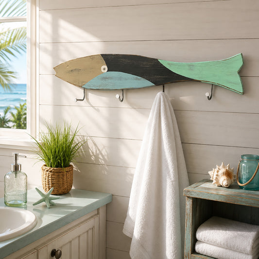 Large Blue Wave Towel Holder