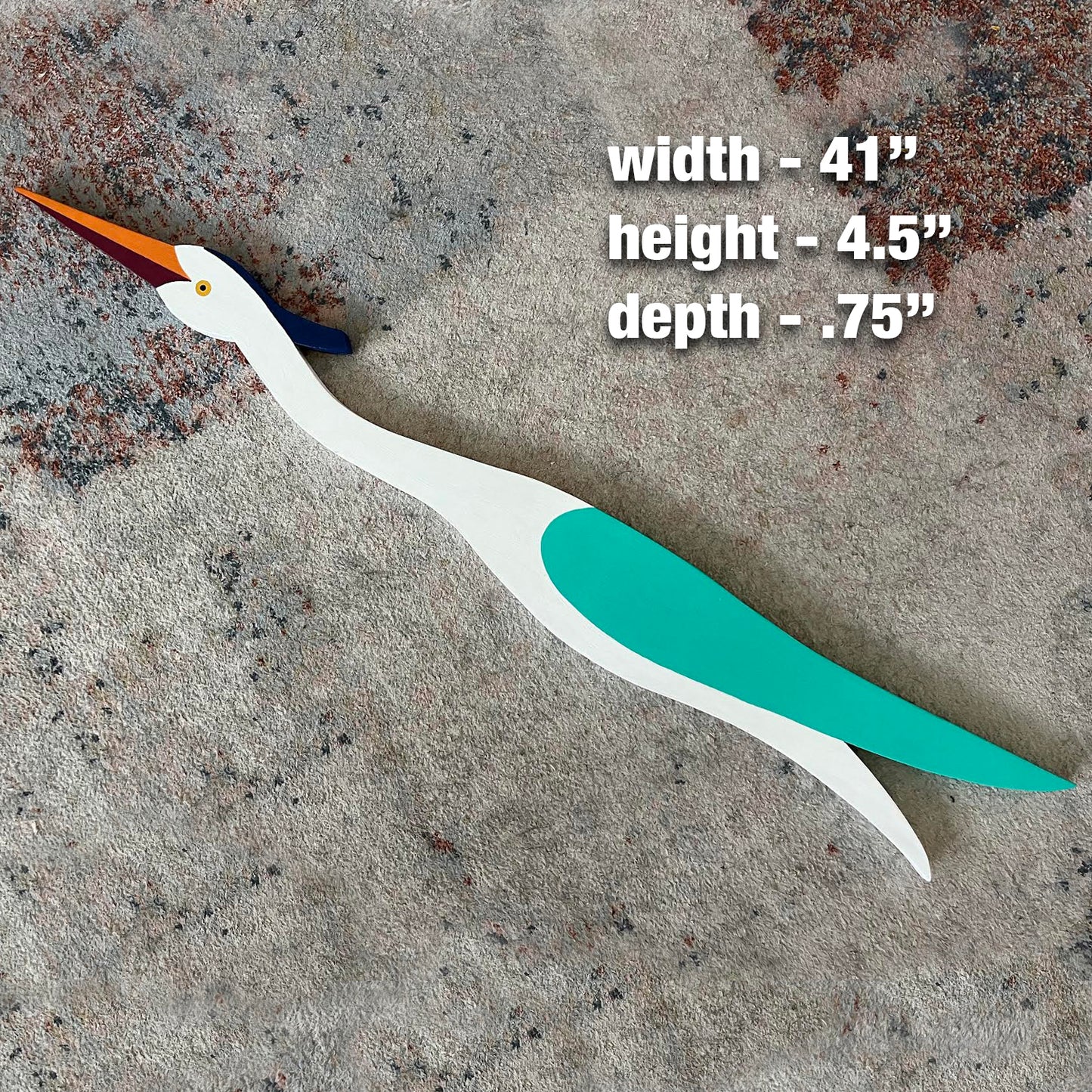 Large White & Teal Door Egret