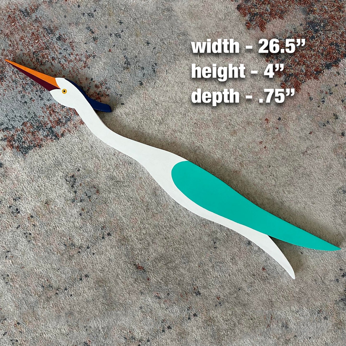 Small White & Teal Door Egret