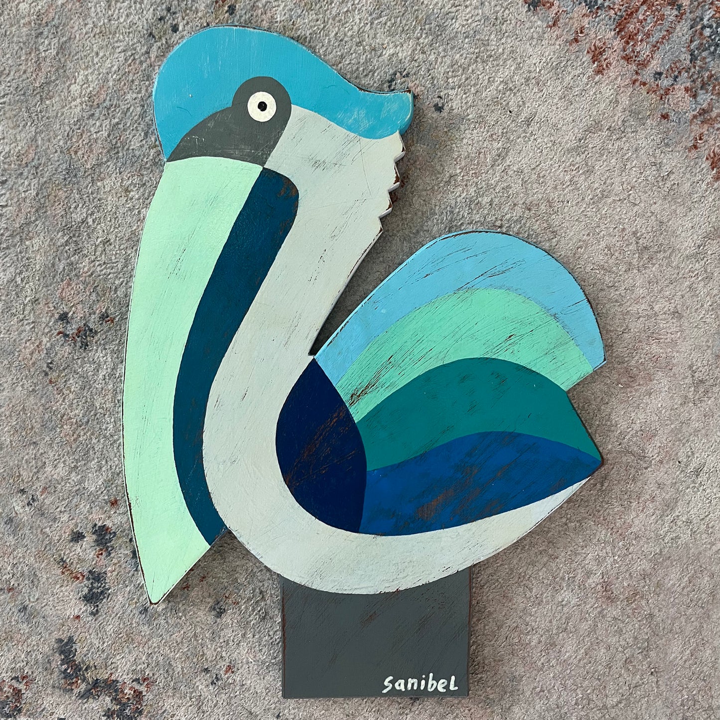 Plump Blue Sanibel Pelican On A Post