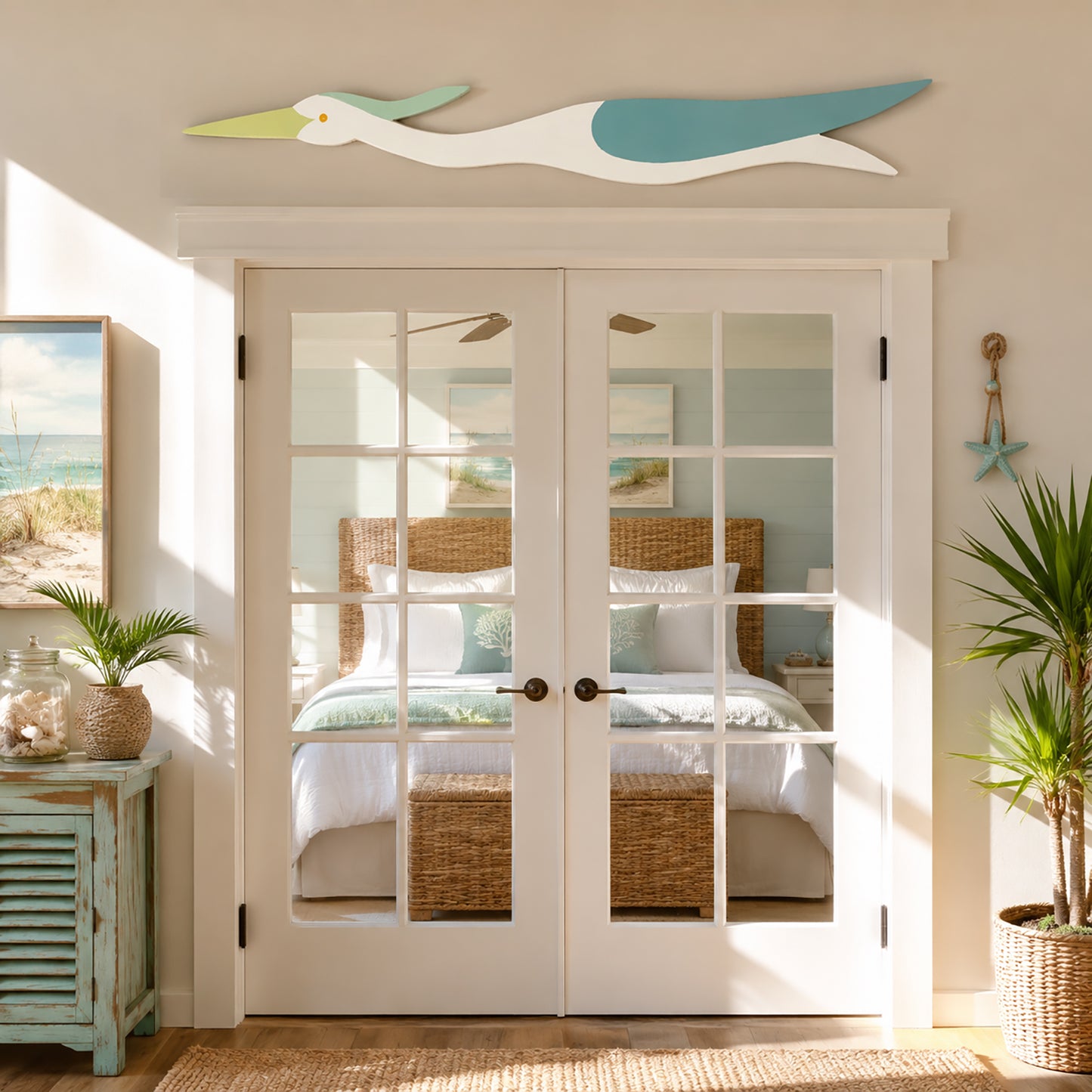 Large Pastel Door Egret