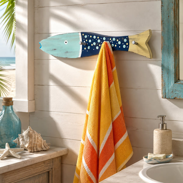 Large Blue Speckled Towel Holder