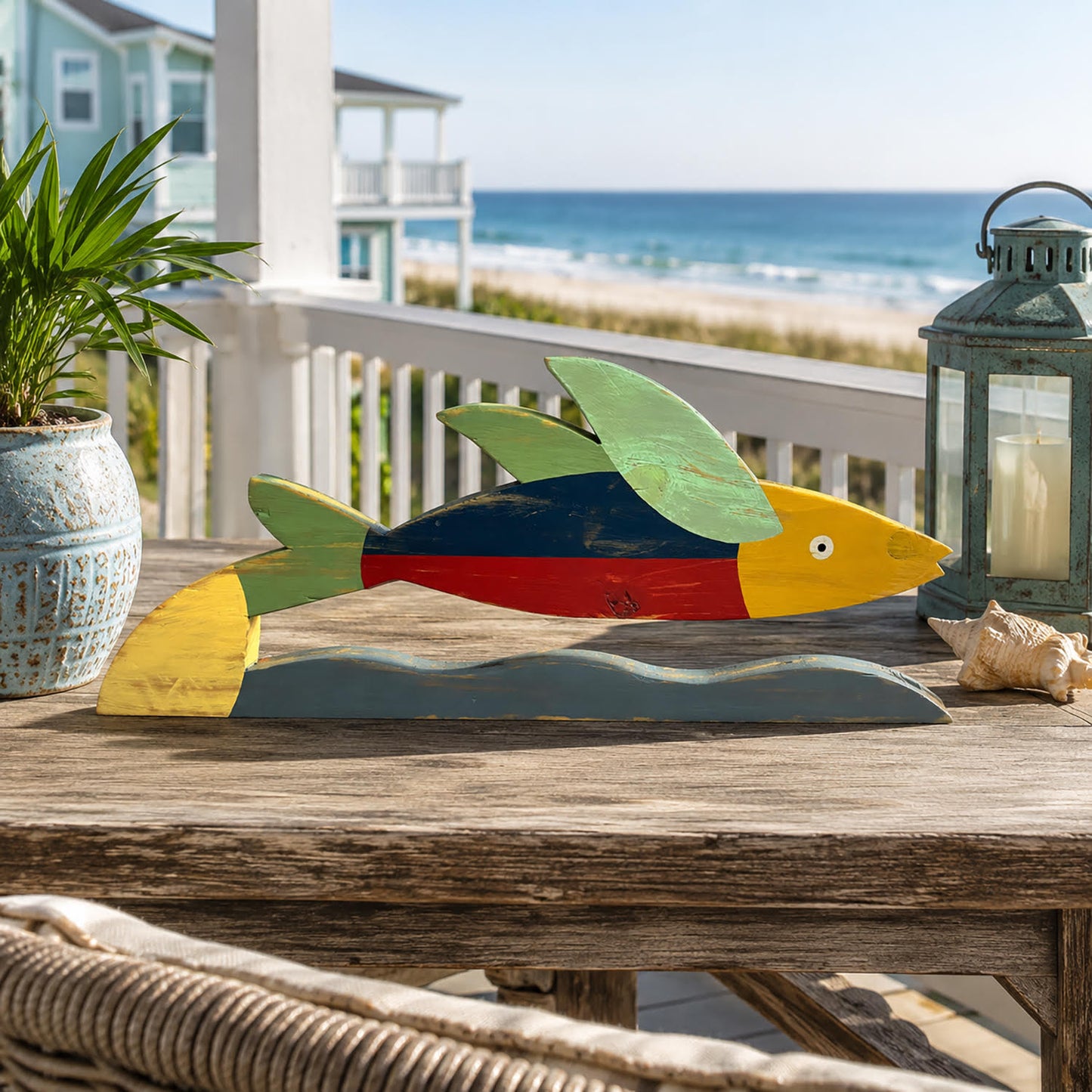 Red Flying Fish On A Wave Stand
